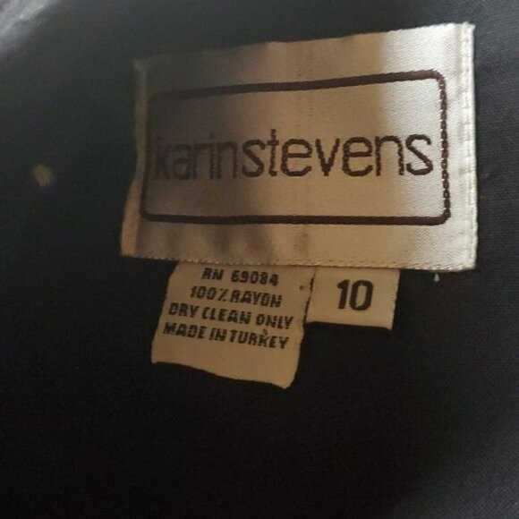 Karin Stevens Vintage Skyscraper Night Light Graphic Black Padded Sz 10 Pantsuit - Picture 4 of 16